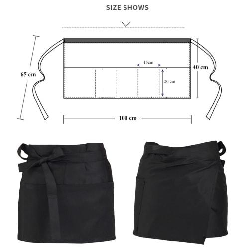 Maifunn Men's Chef Apron, Women's Short Waist-Wrapped Skirt, Cafe or Salon Apron, Basic Kitchen Cooking Apron, Oil-Resistant and Stain-Resistant, Blac