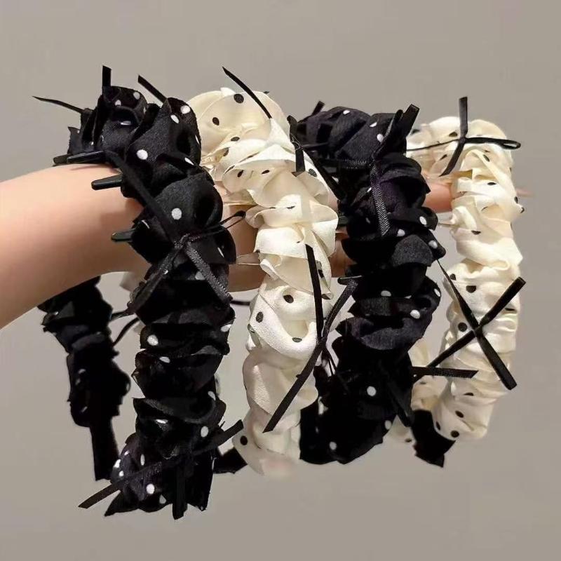 Sweet Polka Dot Bow Headband Retro Women'S Hair Clip High Crown Comb Hair Accessory