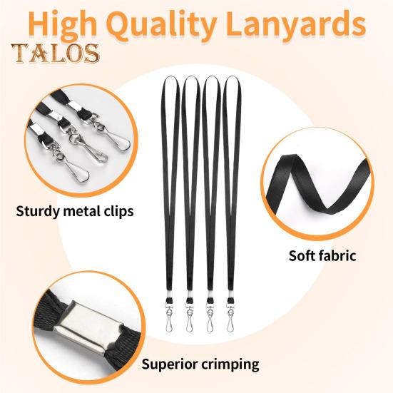 50 Pcs Black Lanyard Bulk Badge Lanyard for Office ID Badges Keys Flat Neck Lanyard with Badge Clip Swivel Hook for Schools Cruise Office Kids