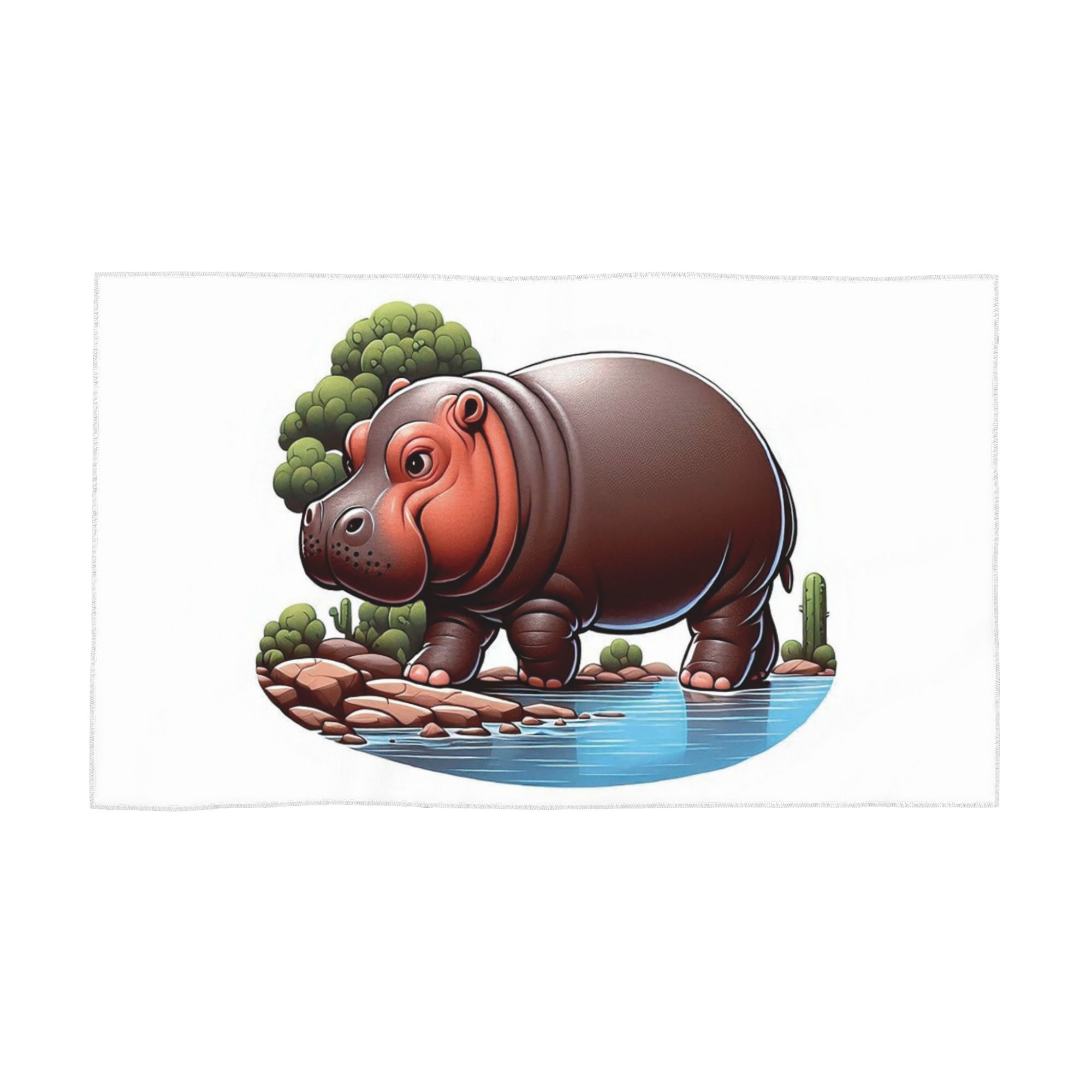 

a pygmy hippopotamus strolling by the river Soft Face Towel Quick Dry Pool Bath Cotton Towels Absorbent Quick W30*H60(CM)