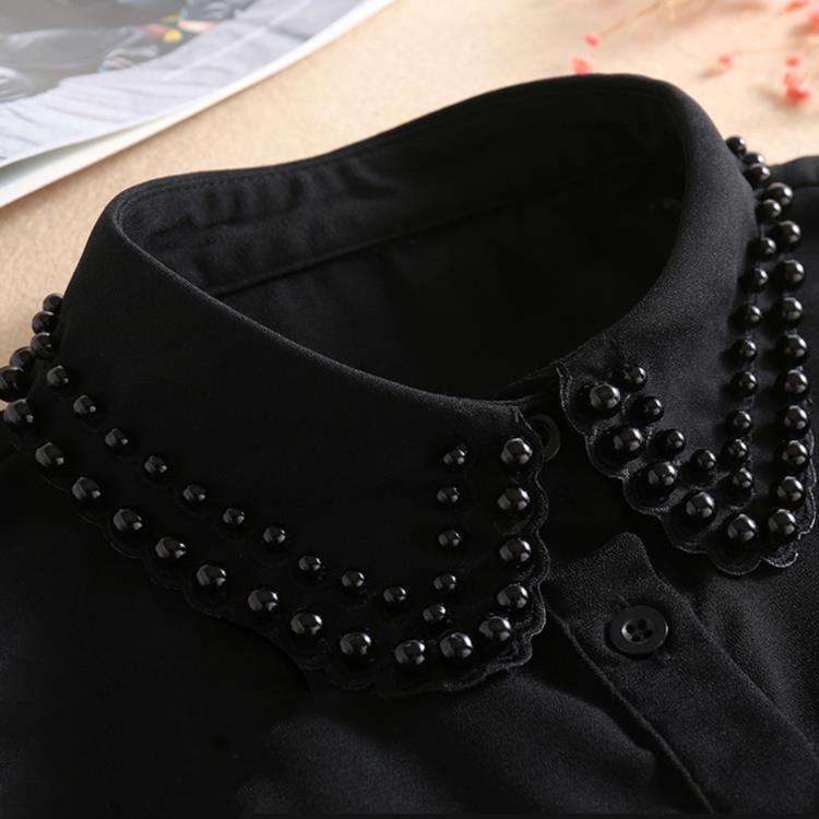 

White Detachable Collar For Women New Ladies Tie Beaded False Fake Collar Shirt Black Removable Nep Blouse Kraagie Faux Col