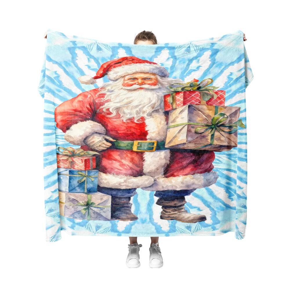 Tuniu Santa Claus Print Blanket for Sofa Bed Room Warm Cozy Christmas Gift Idea