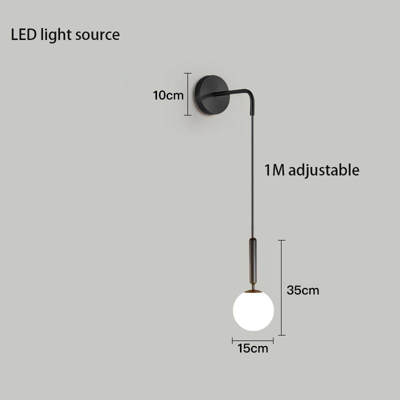 Nordic LED Glass Wall Lamp Bedroom Bedside Light Living Room Decorative Lamp Modern Hotel Lamp Creative Luxury Wall Light Gold