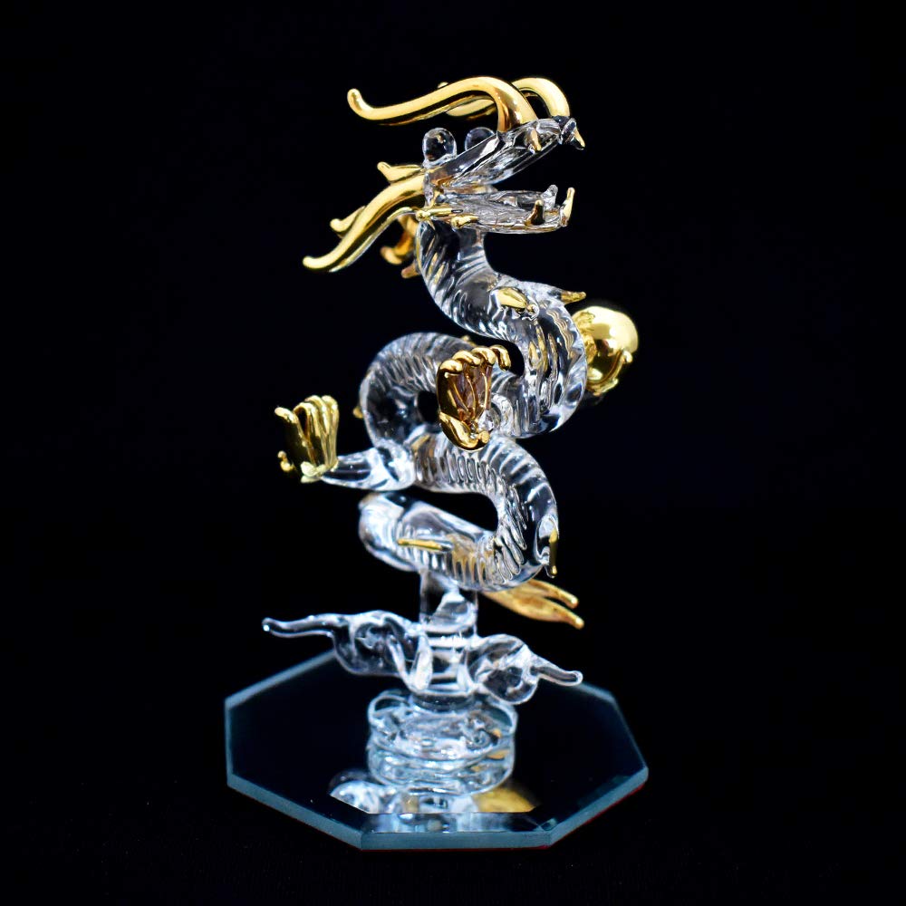 Handmade Glass Feng Shui Good Luck Ascending Dragon (S)