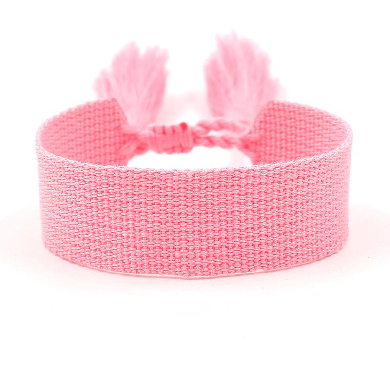 Ethnic Style Woven Bracelet with Embroidered Tassels - D Family DIY Promotion Wristband