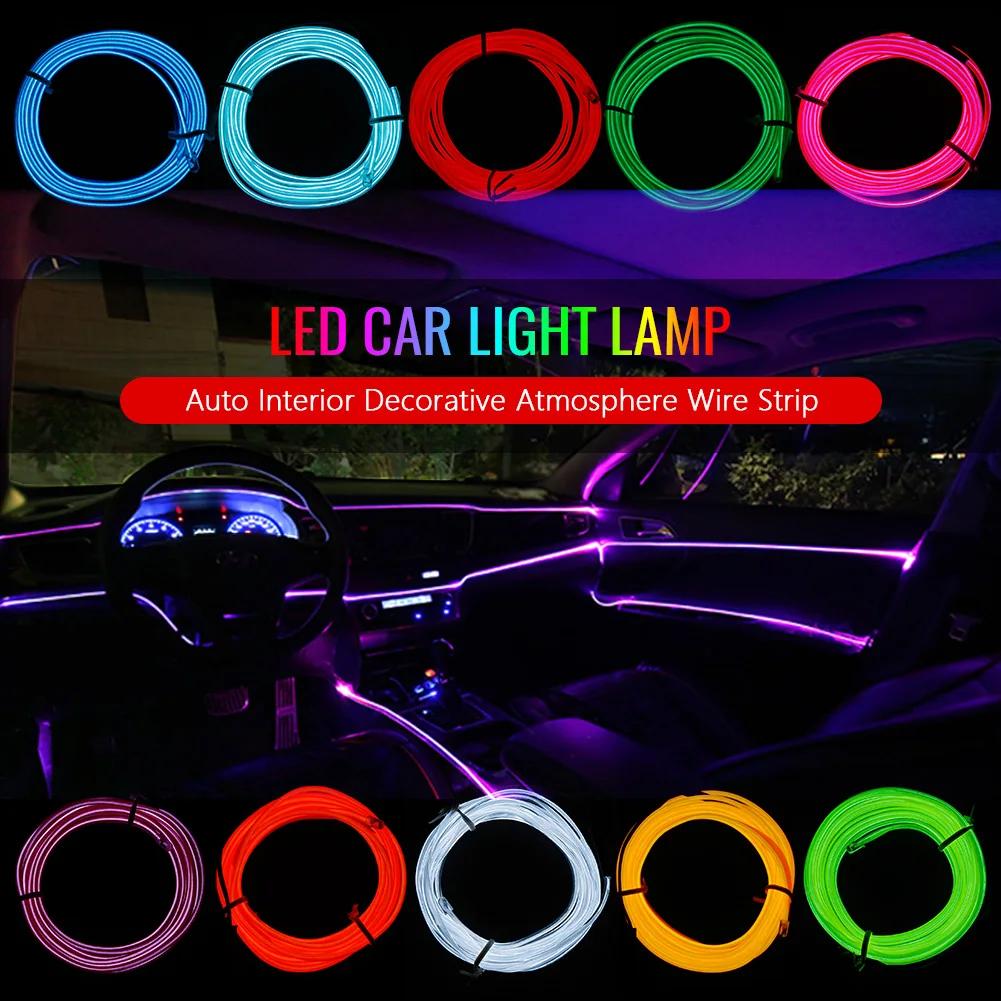 DC 12V Automobil-Atmosphärenlampe Auto Innenbeleuchtung LED-Streifen Dekoration Girlande Drahtseil Röhrenlinie Flexibles Neonlicht