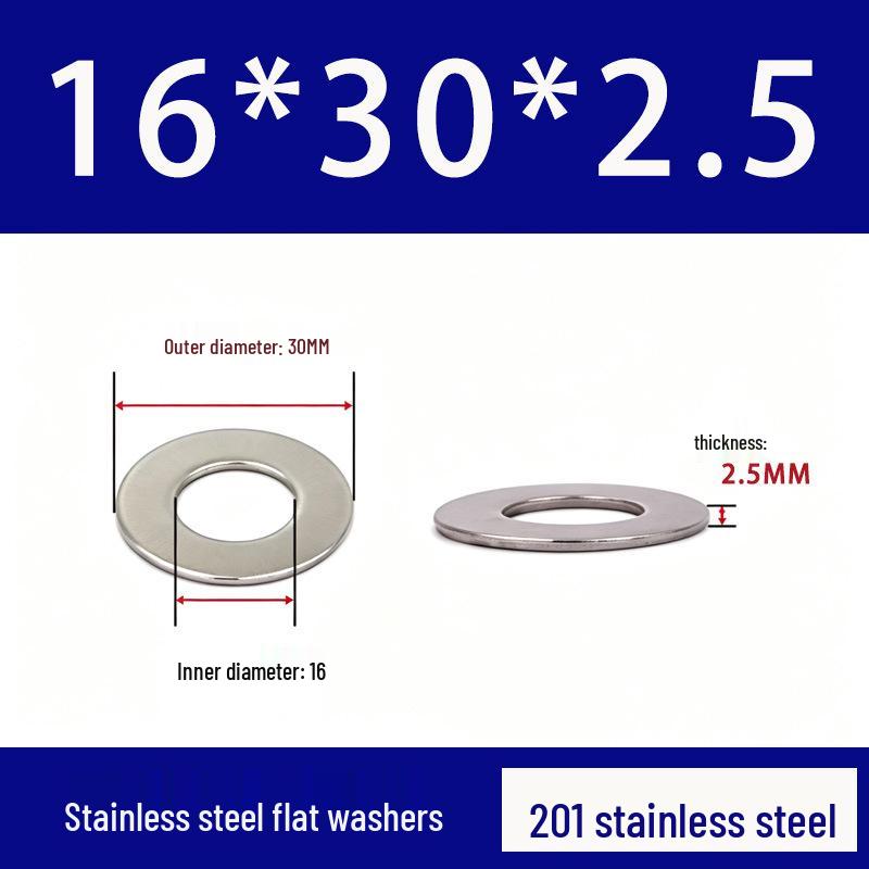 201 Stainless Steel Rust-proof Flat Washer - National Standard Hardware Fasteners with Complete Specifications, In Stock.