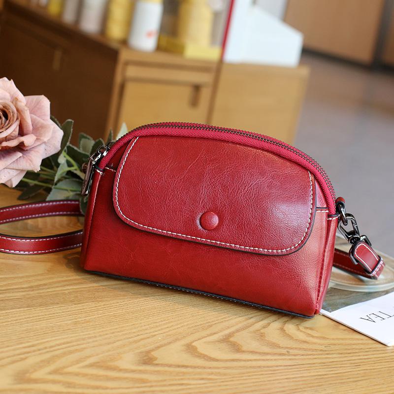 New Mother's Soft Leather Women's Bag Mobile Phone Bag One Shoulder Crossbody Bag Women's Shopping Coin Wallet Mini Bag