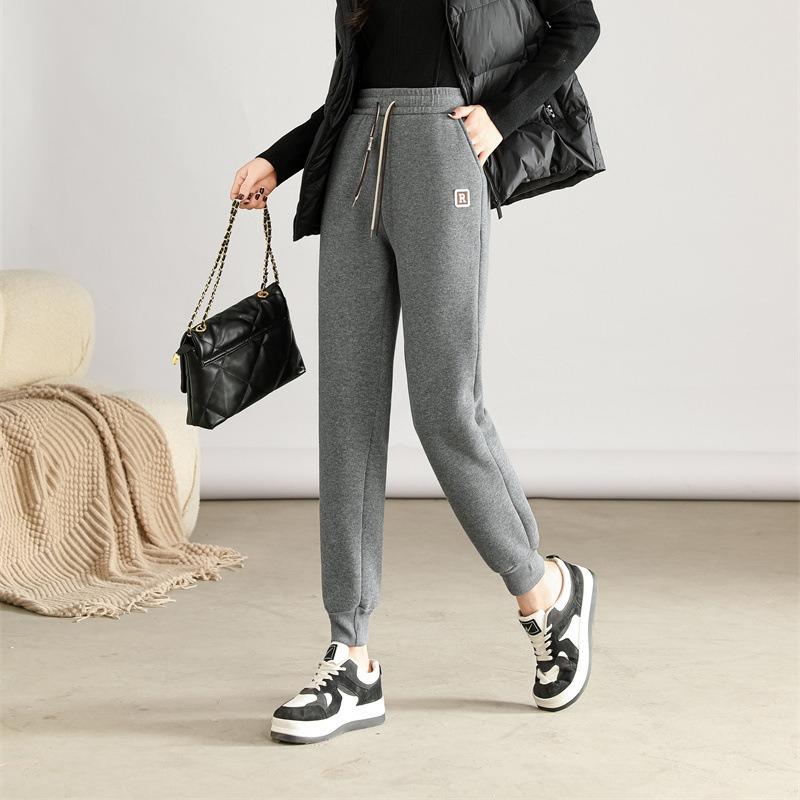 Winter Autumn Warm Women Pant Fashion High Waist Thick Loose Pants Solid Color All-Match Plush Sweatpants