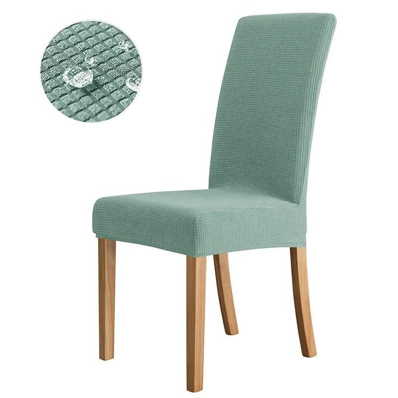 Waterproof Chair Cover for Dining Room Kitchen Elasticity Jacquard Spandex Stretch Luxury Chair Cover Seater Case Wedding Hotel
