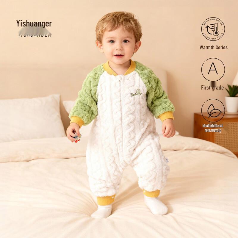 Yishuang er Baby Plus Velvet Split-Leg Sleepsuit 80cm
