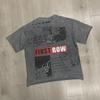 VibeStreet Streetwear Vintage Lavé Diamant Crop Top pour Homme Col Rond Manches Courtes Coupe Ample Coton Strass T-shirts Oversize