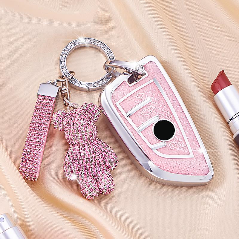 Crystal Pink Tpu Key Case for BMW X1 X3 X5 X6 X7 1 3 5 6 7 Series G20 G30 G11 F15 F16 G01 G02 F48 Smart Remote Car Key Cover Fob