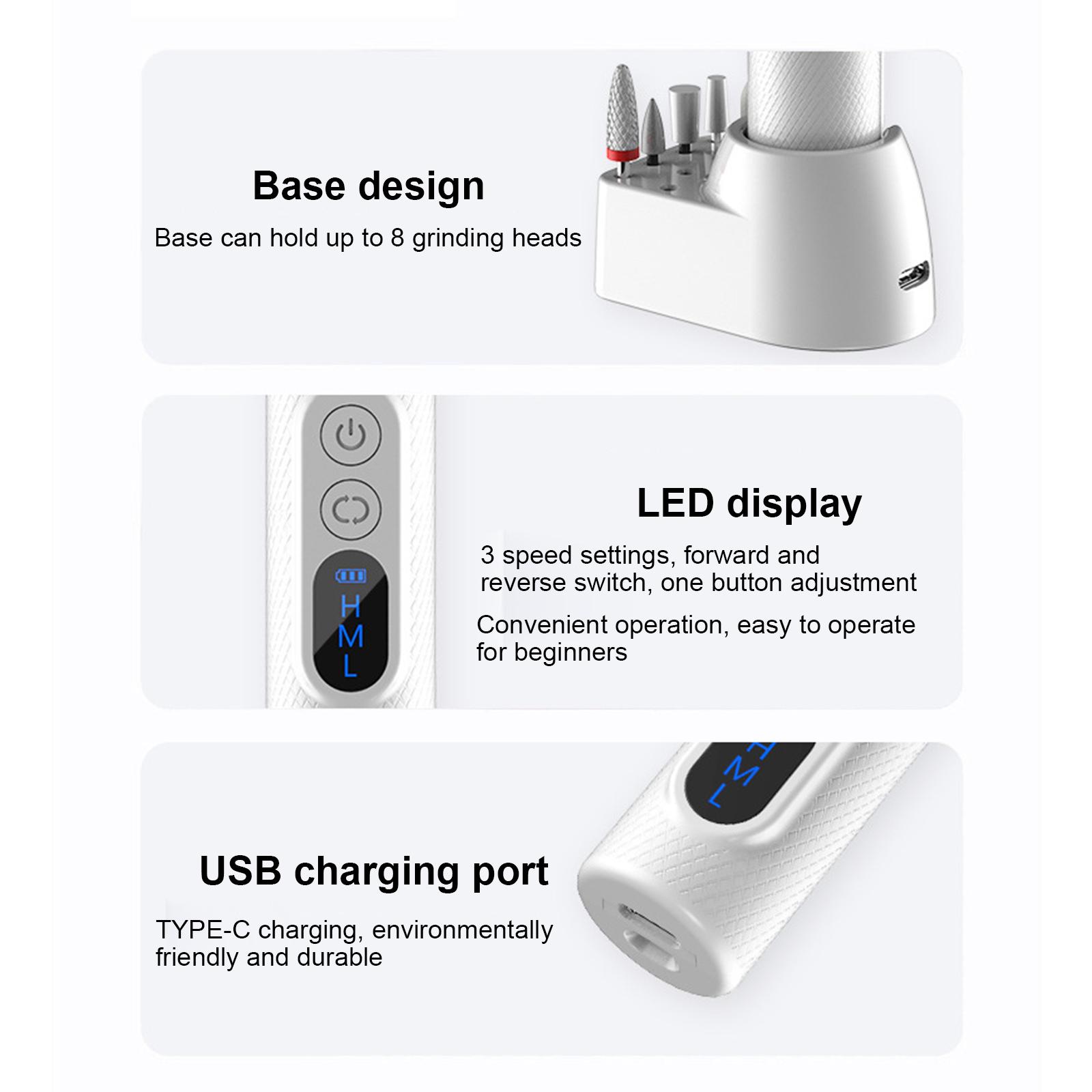 USB портативная шлифовальная машинка для ногтей — фото 5