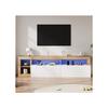 Meuble TV Contemporain Pour Téléviseurs Jusqu'à 80 Pouces, Rangement Ouvert, Avec Lampes De Contrôle LED