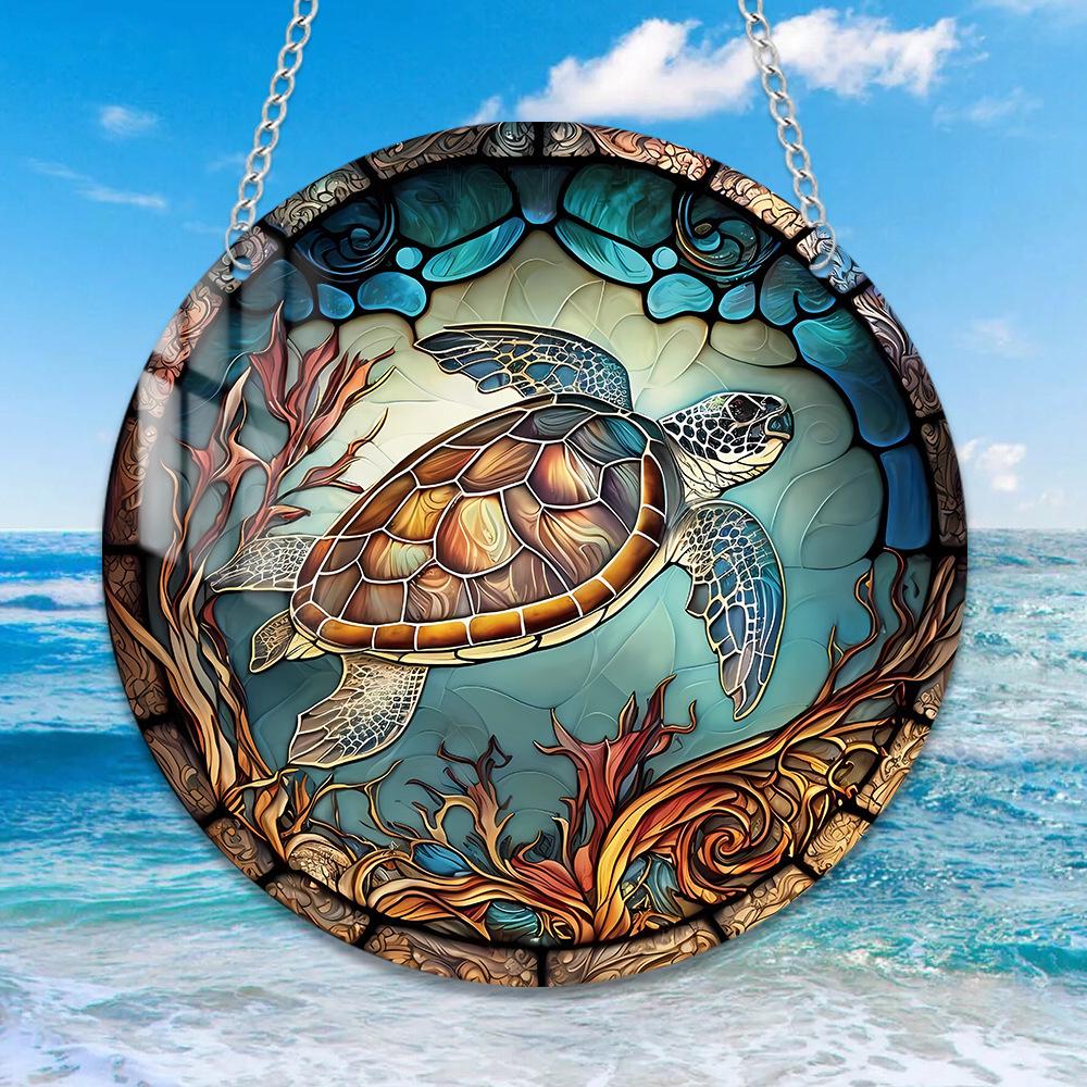 1pc Tree of Life Turtle Butterfly Dragonfly  Acrylic Home Wall Decoration Chain Pendant Pendant