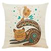 Cartoon Cat Art Throw Pillow Covers with Digital Printing of Short Plush Fabric Car-shaped Sofa Cushion for Office Home Decor