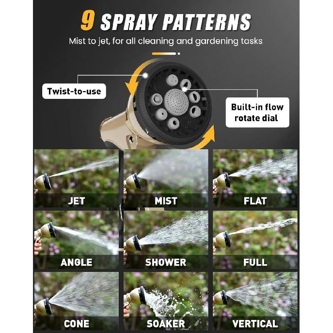 RAINPOINT Gartenschlauchdüse, 9 Sprühmodi, Schlauchsprühdüse, Robuste Metall-Schlauchdüse, Verstellbarer Handheld-Sprüher, Zum Bewässern von Pflanzen Und