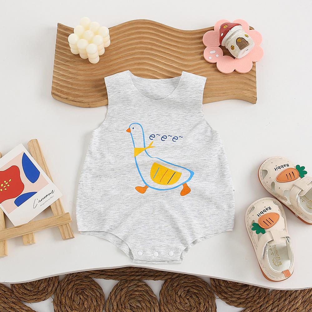 

Летний комбинезон с коротким рукавом для новорожденного - Мягкий костюм для ползания с широкими плечами 73cm