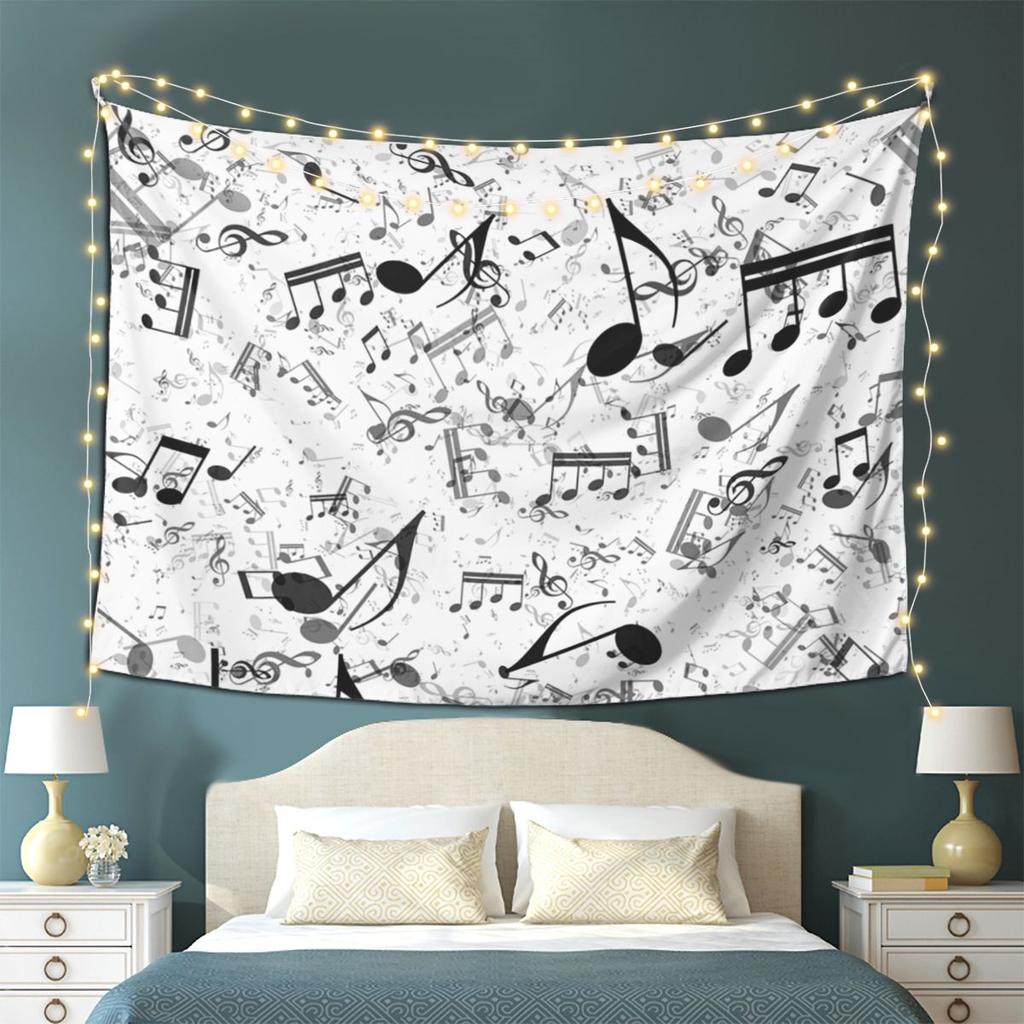 Bass Music Notes Tapestry Wall Hanging Aesthetic Home Decoration Tapestries for Dorm Room