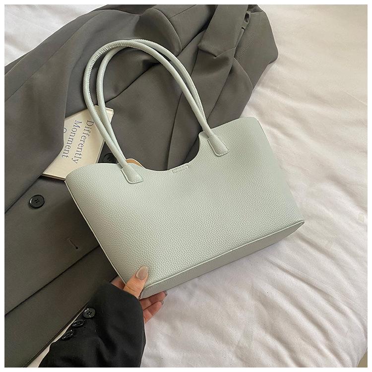 2025 Spring and Summer New Girls Fashion Handbag Foreign Style Simple Solid Color Shoulder Bag Women's Bag Large Capacity Tote Bag