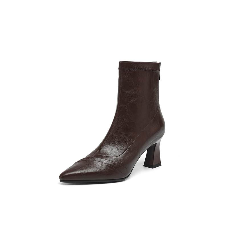 Krazing Pot Microfiber Pointed Toe Thin High Heels Modern Boots Size 42 Zip Plus Size Women Elastic Ankle Boots