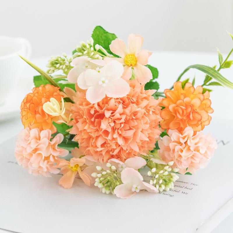 1Pc Artificial Flowers Wedding Home Bedroom Decoration Bridal Bouquet Garden Fake Silk Roses Hydrangeas Vase For Board Outdoors