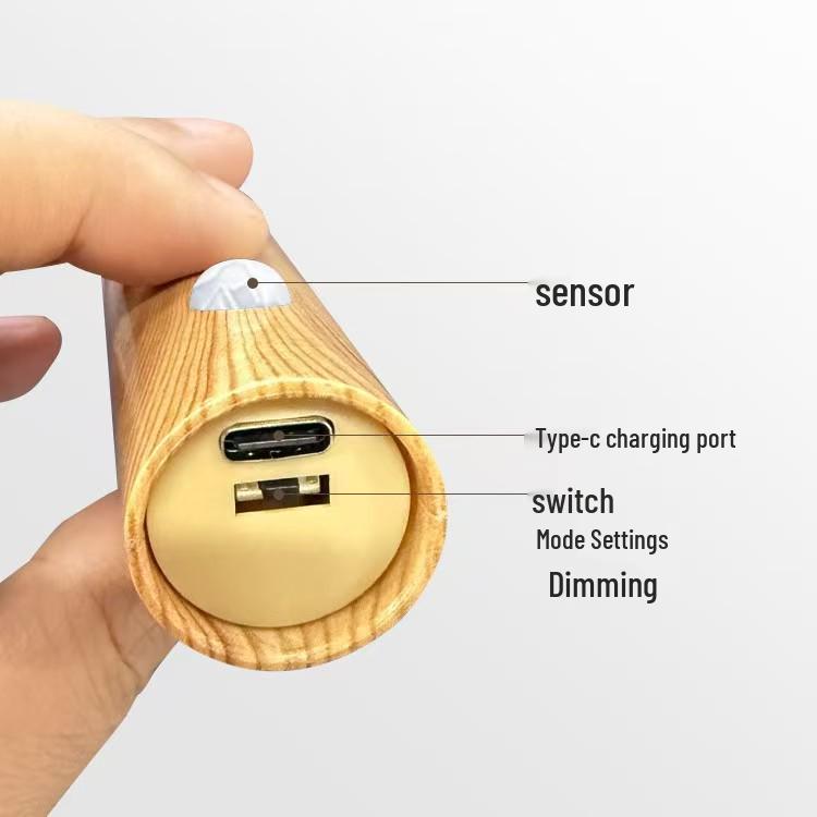 Wood Grain Night Light: Auto-Sensing Magnetic Wall Lamp for Bedroom & Corridor Use