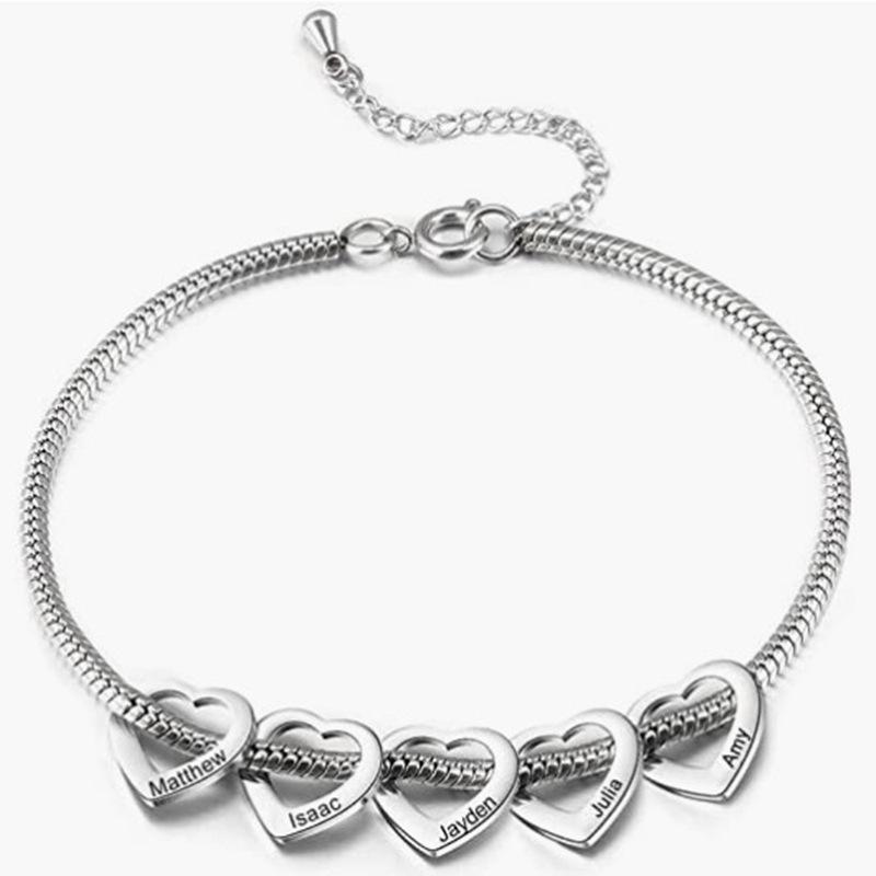 Women's Personalized Stainless Steel Heart Anklet Bracelet