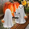 Halloween Ghost Tabletop Sculpture with Pumpkin Spooky Ghost Resin Figurine Hugging Cat for Friends Desktop Ornament