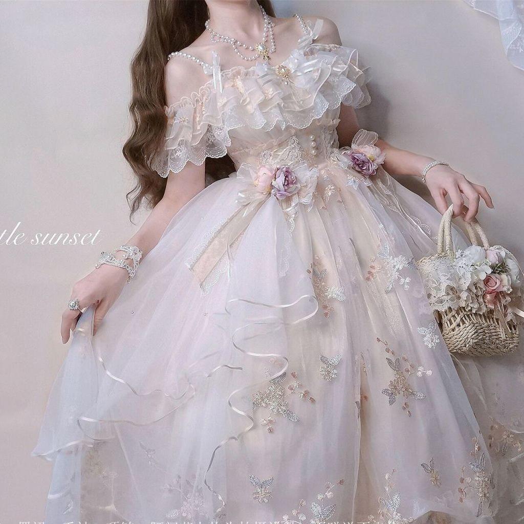 Flower God Flora Lolita Dress Embroidered Flower Wedding Dress Gorgeous And Sweet JSK Dress