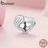 BAMOER 925 Silver Mother & Daughter Bead Affinity Heart Charm for Women Bracelet Bangle DIY Mother's Day Gift BSC687