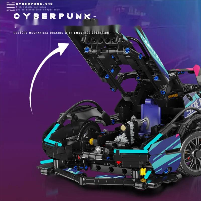 Technical Hypercar cyberpunkRacing Car Building Blocks, Sportcar Brick For Boy Adult