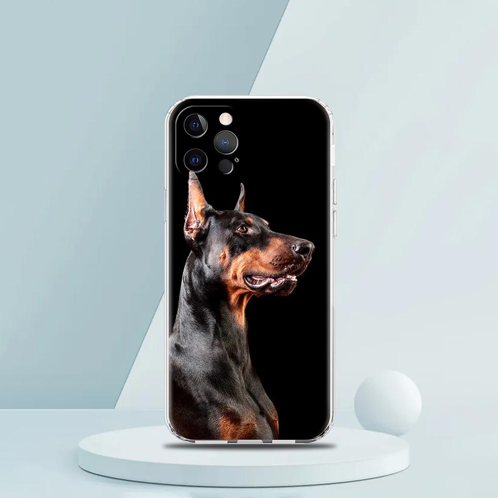 Doberman Dog Case for iPhone 16 15 14 13 12 Pro Max Cover Transparent Soft for iPhone 11 Pro Max 7 8 Plus XS XR Shell Capas Bags