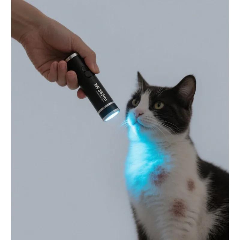 3W 365nm UV Flashlight - USB Rechargeable Black Light, Used for Pet Urine, Cat Ringworm, Mineral and Scorpion Detection (SV57)