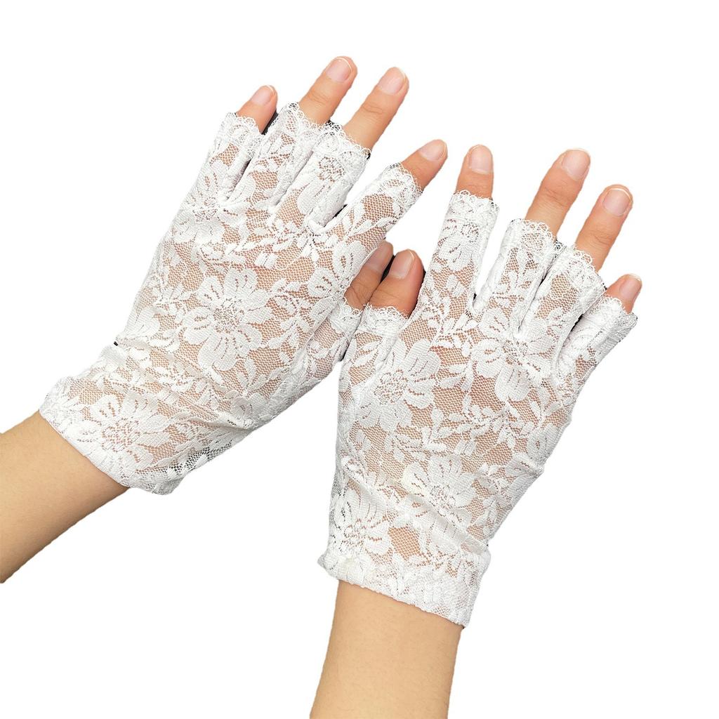 Summer Short Lace Half Finger Lace Riding Finger Gloves Chinese Wedding Accessories Gloves Touch Screen Gloves