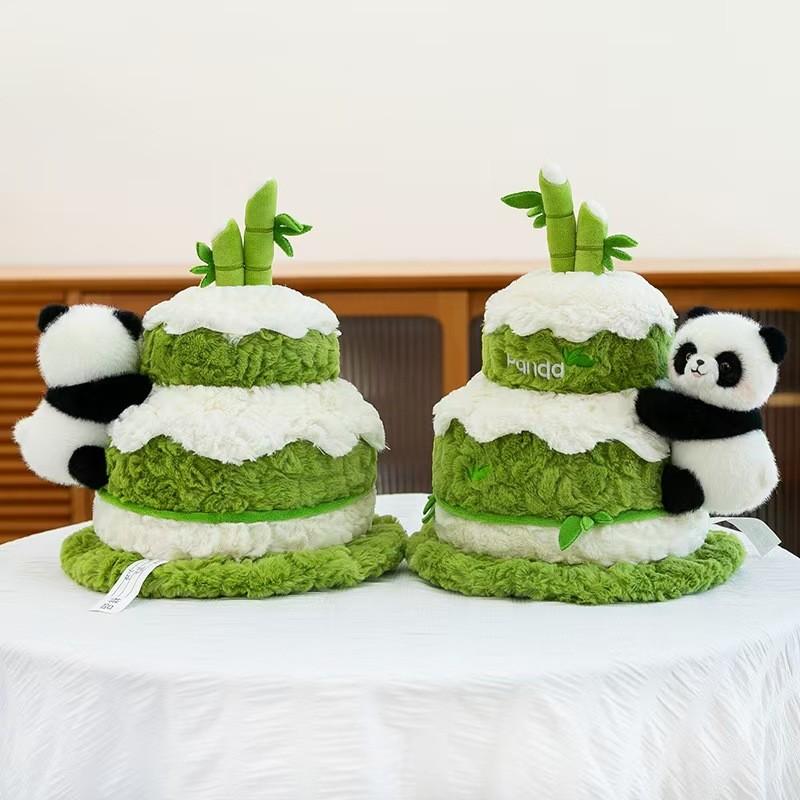 Panda Plush Toy With Double Layer Cake Design For Kids And Gift Giving