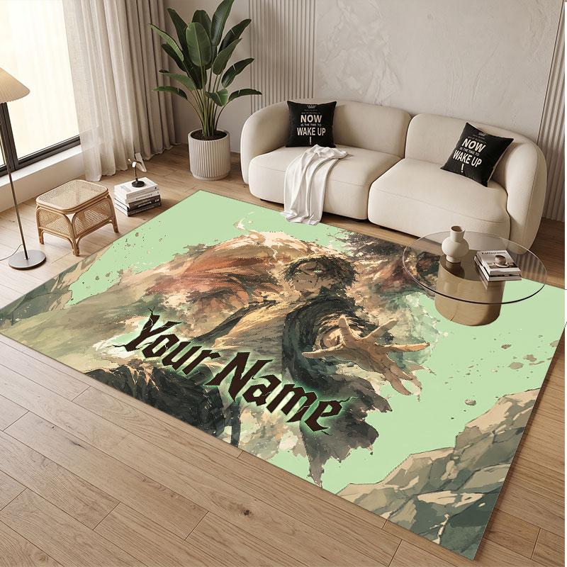 Custom Name Crystal Velvet Rug,Attack on Titan Comfortable Anti Slip Floor Mat For Room Decoration
