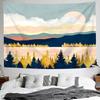 Illustration Forest Sunset Landscape Pattern Hanging Cloth Home Wall Decoration Tapestry Bedroom Living Room Tapestry