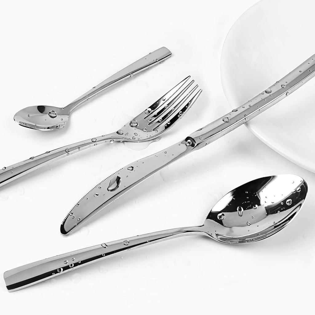 Batone Cutlery Set Scandinavian Style 24 Piece Set Cutlery Assortment Set Spoon Fork Set for 6 People Spoon Fork Knife for Restaurants Home Use