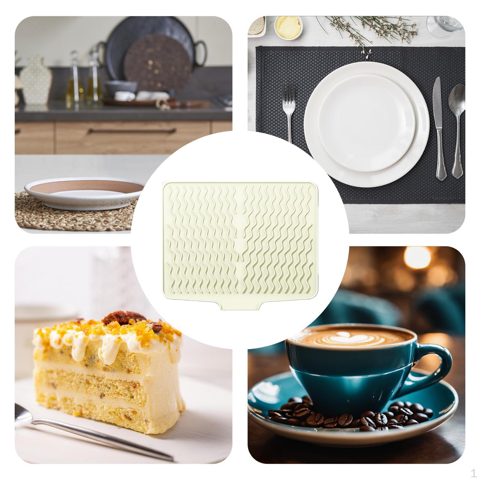 

Силиконовый коврик для сушки посуды Противоскользящий коврик-дренажер для кастрюли Домашняя столешница белый