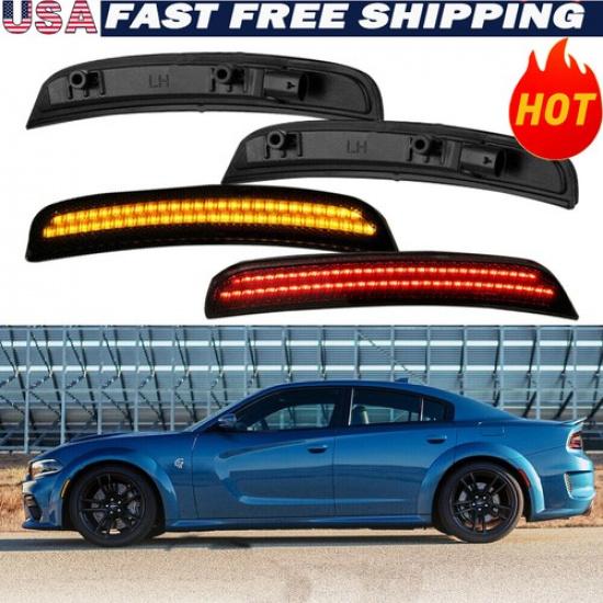 4X Smoked LED Side Light Marker For Dodge 2015- Charger Widebody Fender L+R