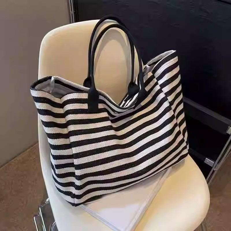 Large Capacity Canvas Tote Bag for Women, New Striped Shoulder Bag for Commute  & Travel, Daily Handbag for Mommy