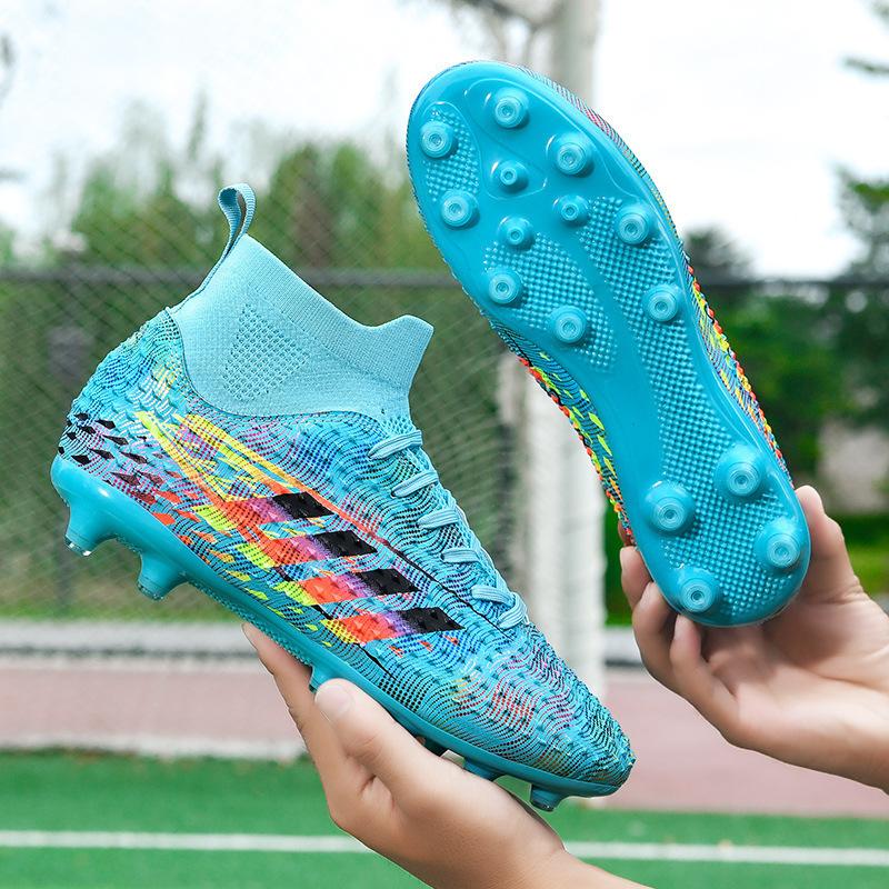 New High-top Football Shoes Artificial Flat AG Spikes Boys and Teenagers Student Training Sports Shoes