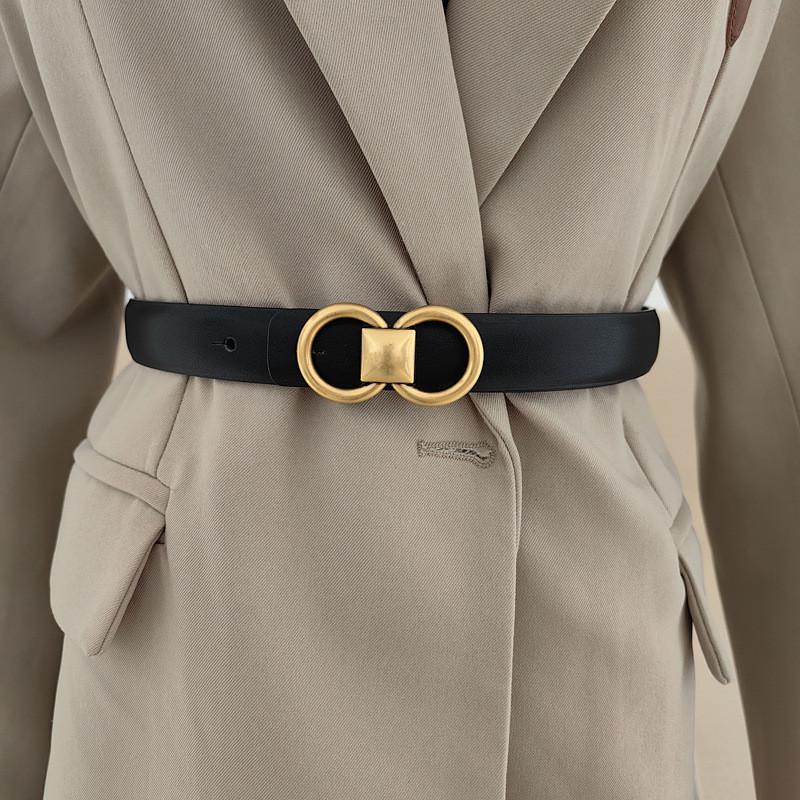 Fashion Lady Belt With Double C Metal Buckle For Denim Pants And Casual Wear
