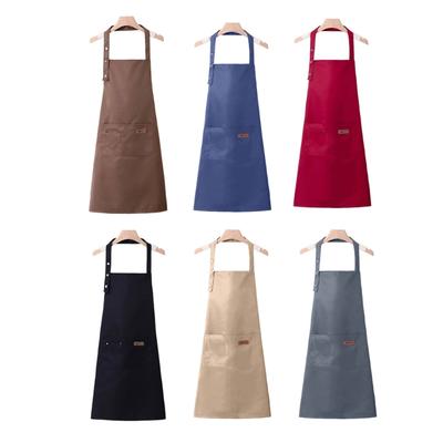 Oil Resistant Kitchen Apron With Triple Adjustable Button Easy Clean Waterproof Polyester