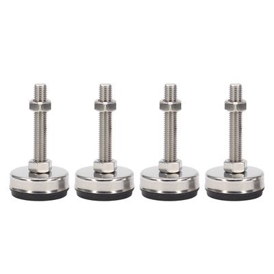 4Pcs Stainless Steel Dia 85mm Level Fixed Adjusting Feet with M16 Screw For Industry, Machinery Heavy Rubber Damping Pad