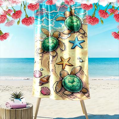 Sea Turtles and Starfish Beach Design Beach Towel Quick-drying for Travel Outdoor Sports Jogging Beach and Swimming