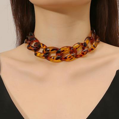 Collar para Mujer Collar Joyería Personalizado Exagerado Leopardo Acrílico Negro Femenino Collar Corto Collar Hermoso Elegante para Ella