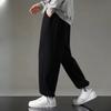 Herren Frühling-Herbst Weitbeinige Sporthose, Fleecegefütterte Herbst-Winter Freizeit-Sweathose, Locker geschnittene Hose mit geradem Bein für Jugendliche